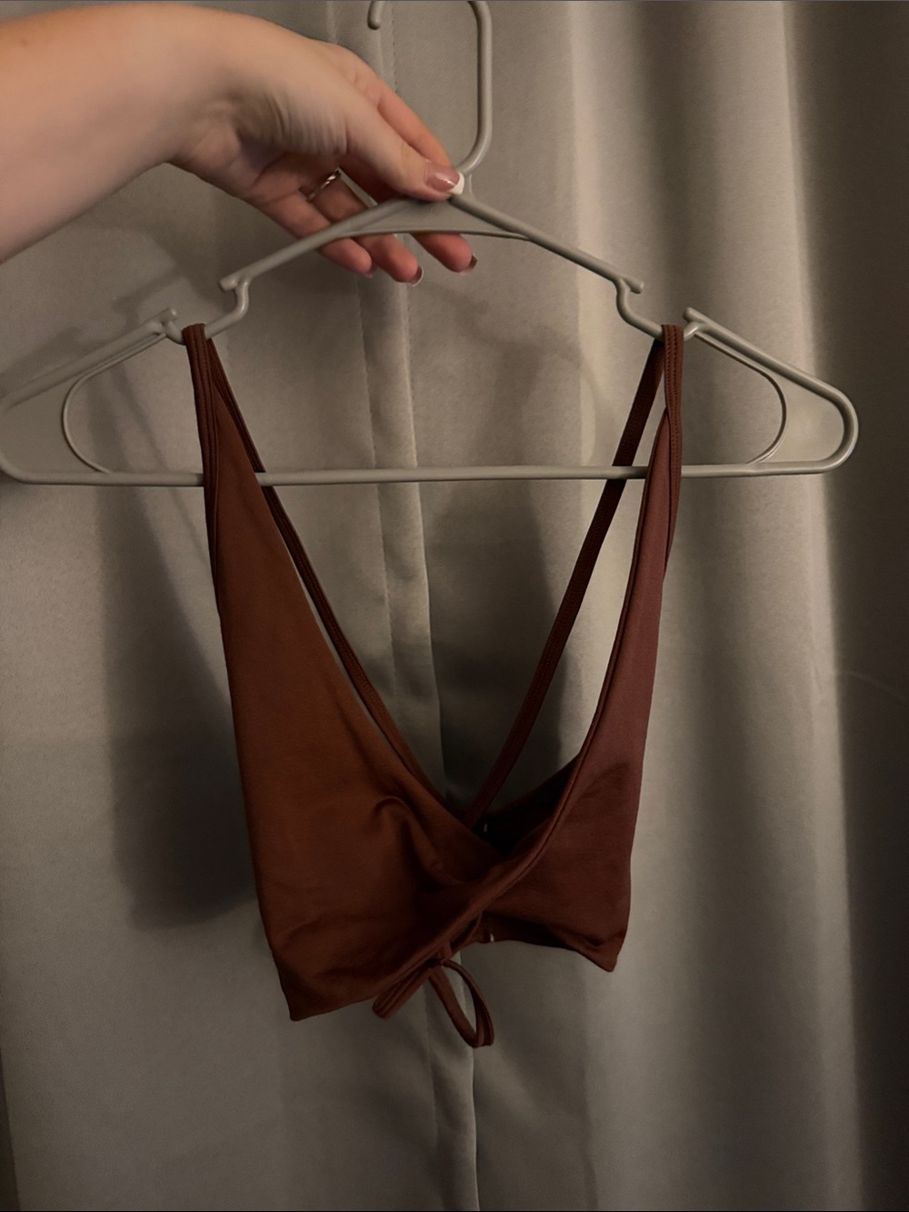 SHEIN Brown V‑Neck Crop Top